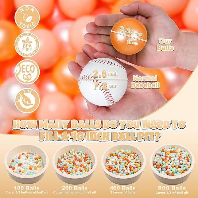GOGOSO Ball Pit Balls for Toddlers Kids Plastic Balls for Ball-Pit Playpen Pool Baby Play Pastel BPA-Free Non Toxic Play Pastel Crush Proof Bal 50 100 200 500 1000 Count