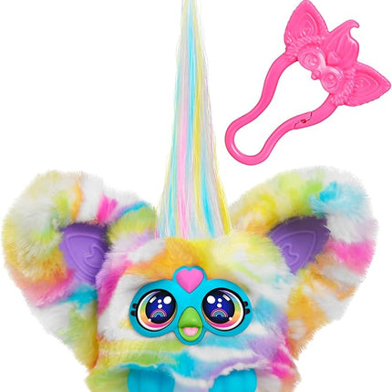 Furby Furblets Zee-Bah Mini Friend, Electronic Plush Toys for Girls & Boys, Rainbow Zebra, Speaks Furbish & Plays Music, Series 5, Back to School Gifts, Ages 6+