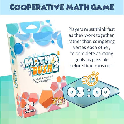 Genius Games Math Rush 2: Multiplication & Exponents - A Cooperative Time-Based Educational Math Flash Card Game for Kids, Students, and Families | STEM Game to Master Mental Math Skills