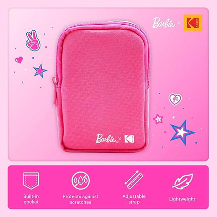 Kodak x Barbie Soft Case with Zipper Closure and Crossbody Shoulder Bag (Pink) Compatible with Printomatic Camera or Step Slim Photo Printer