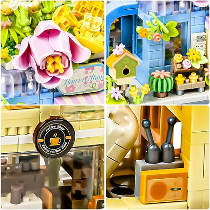 Flower House Shop Building Set – Flower Garden Building Toys, Colorful Building Block Flowers Kit, STEM Construction Bricks for Kids Ages 6+, Gift Idea for Craft Lovers