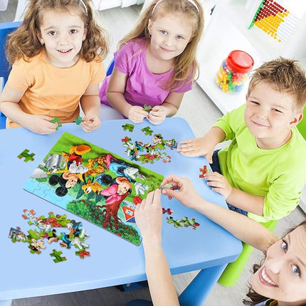 LELEMON Puzzles for Kids Ages 4-6, 60 Piece Puzzles for Kids Ages 3-5 in a Metal Box, Educational Jigsaw Puzzles Childrens Puzzle Games Puzzle Toys for Girls and Boys