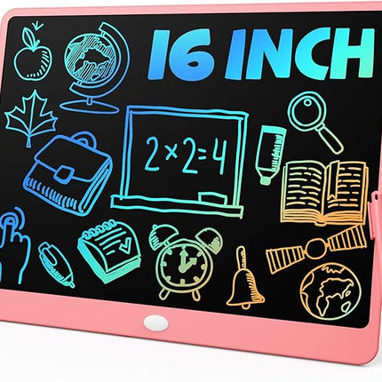 TEKFUN Easter Gifts for Kids, 16inch LCD Writing Tablet Drawing Board, Teen Girl Boy Gifts Age 10 and Up, Birthday Gifts for All Age Groups, Erasable Writing Tablet for Business Meeting (Pink)