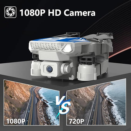 LE-IDEA Foldable Drone with Camera 1080P for Adults, IDEA12 Drones with Altitude Hold, Headless Mode, Optical Flow Positioning, Trajectory Flight, 3 Speed Modes, RC Quadcopter for Beginners (Blue)