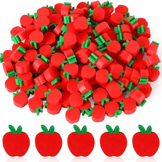 JUNEBRUSHS 150pcs Apples Erasers for Kids Bulk, Welcome Back to School Gifts Red Mini Apples Erasers for First Day of School Teachers Supplies Students Classroom Prizes Homework Rewards
