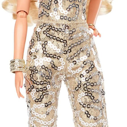 Barbie Margot Robbie as in Gold Disco Jumpsuit The Movie Collectible Doll (HPJ99)