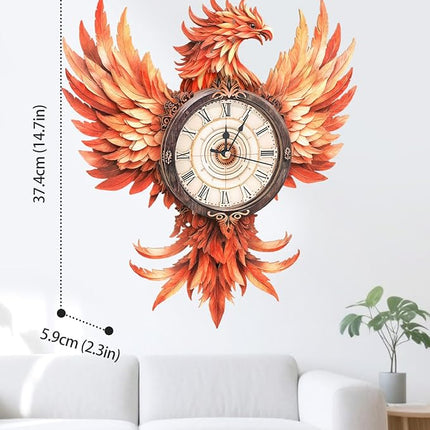 3D Wooden Puzzles for Adults, 3D Puzzle Fire Phoenix Clock Kit (with Pendulum), 3D Puzzles for Adults Teens Home Wall Decor Clock Puzzle Gifts for Adult