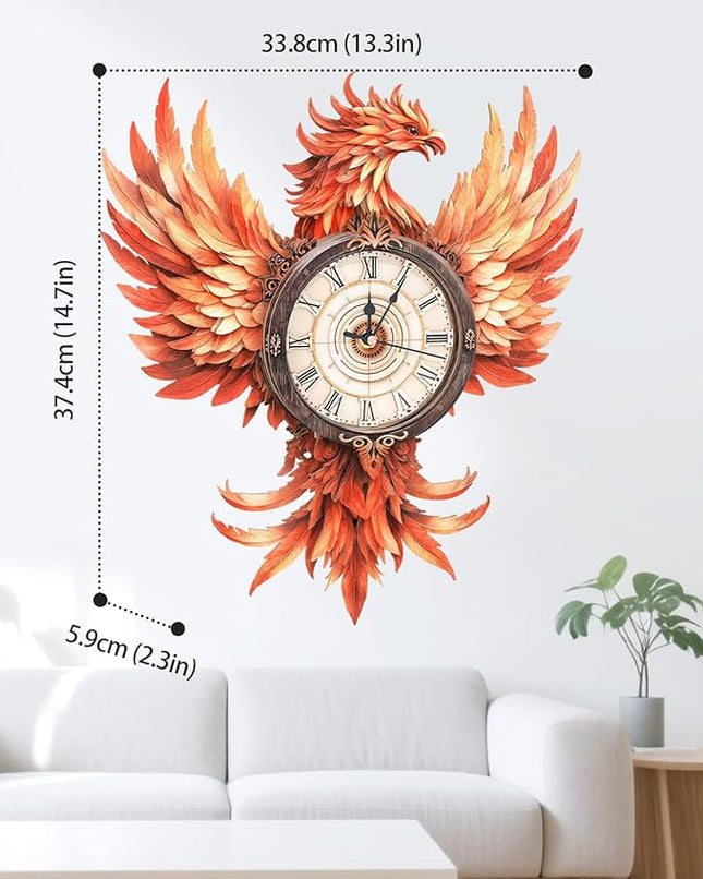 3D Wooden Puzzles for Adults, 3D Puzzle Fire Phoenix Clock Kit (with Pendulum), 3D Puzzles for Adults Teens Home Wall Decor Clock Puzzle Gifts for Adult