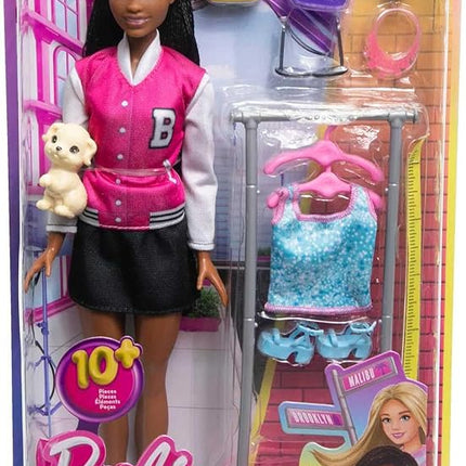 Barbie On-set Stylist Doll & 14 Accessories, Brooklyn Doll with Garment Rack, Top, Fashion Pieces, Puppy & More
