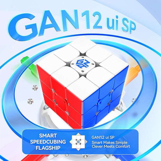GAN 12 ui SP, Smart Speed Cube 3x3 Magnetic Bluetooth Connected Electronic Speedcube with GAN PowerPod for Kids Online Competition Timer Tracking Movement Steps, Standard Charging Case Version