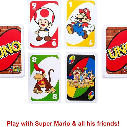 Mattel Games UNO Super Mario Card Game Animated Character Themed Collector Deck 112 Cards with Character Images, Gift for Kids Ages 7 Years Old & Up (Amazon Exclusive)