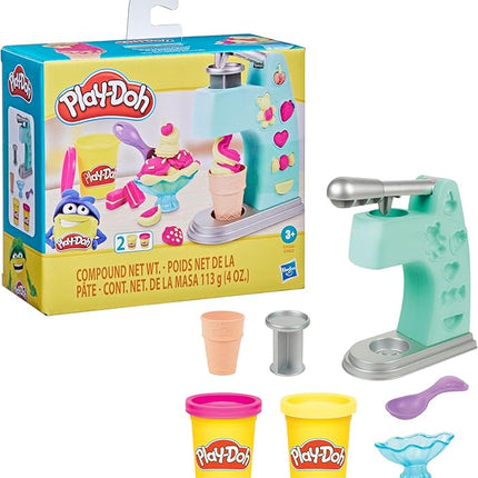 Play Doh Kids Modeling Dough, Fun Mini Ice Cream Parlor, Set with Accessories and 2 Colorful Putty Pots, Children's Day Gift for Ages 3 and Up