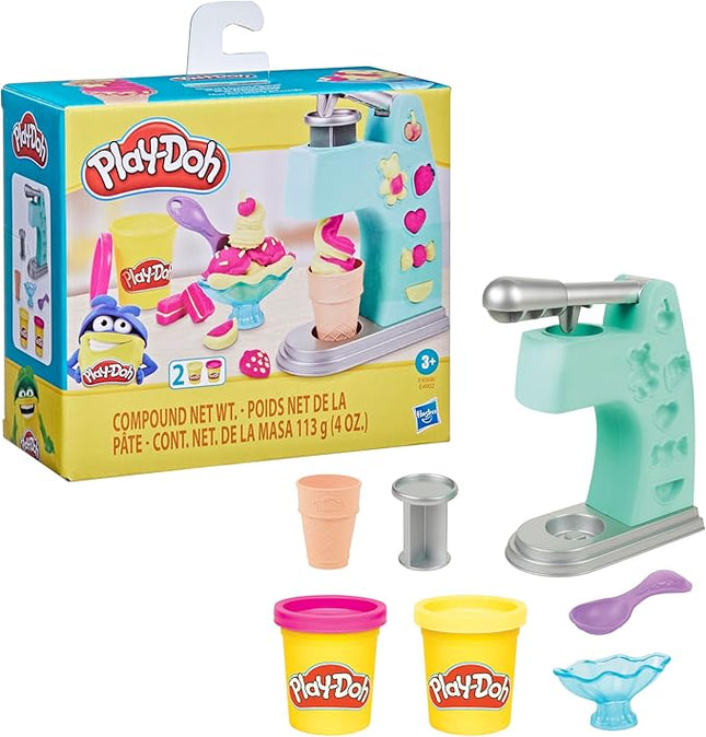 Play Doh Kids Modeling Dough, Fun Mini Ice Cream Parlor, Set with Accessories and 2 Colorful Putty Pots, Children's Day Gift for Ages 3 and Up