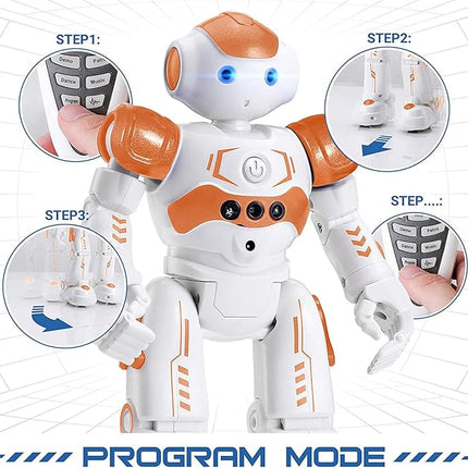 KingsDragon RC Robot Toys for Kids, Gesture & Sensing Programmable Remote Control Smart Robot for Age 3 4 5 6 7 8 Year Old Boys Girls Birthday Gift Present,Orange