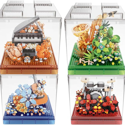 Musical Instruments Micro Block Building Sets,Classical Famous Building Block Set,3000 PCS for Adults and Kids,Piano,Saxophone,Guitar and Drum Set with Clear Plastic Cover