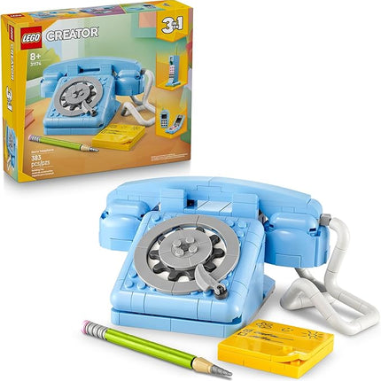 LEGO Creator 3 in 1 Retro Telephone Kids Toy - Home Decor for Bedroom or Kids Room - Building Toy and Learning Playset for Girls & Boys, Ages 8+ - Gift Idea for Birthdays or Special Occasions - 31174