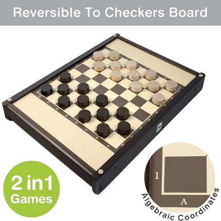 Tricket VS Checkers : Wooden Multi Tabletop Indoor Portable Board Games for Kids and Family