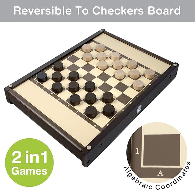 Tricket VS Checkers : Wooden Multi Tabletop Indoor Portable Board Games for Kids and Family