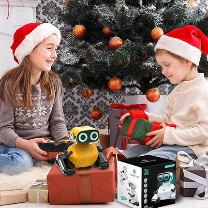 GILOBABY Remote Control Robot Toy for Kids 3-5 Years, Flashing LED Eyes, Dancing and Flexible Moves, Auto Demo Mode, Gift for Girls (Yellow)