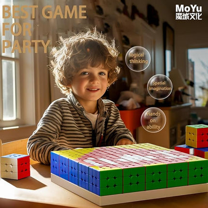 CFMOUR 6 Pack 3x3 Speed Cube Set - Moyu Meilong 3C, Stickerless Magic Cubes Bundle 3x3x3- Fast Turning Birthday Party Easter Valentines Day Gifts Puzzle Game Brain Toy for Kids and Adult