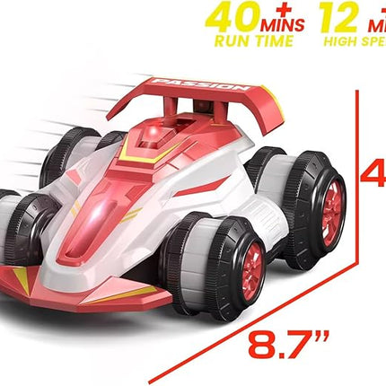 Upgraded Remote Control Car 360° Spins RC Car 2- in-1 Anti-Gravity RC Racer Wheelie Drift Stunt Car with Lights&Music Birthday Gifts Toys for 6 7 8 9 10 11 12 Year Old Boys