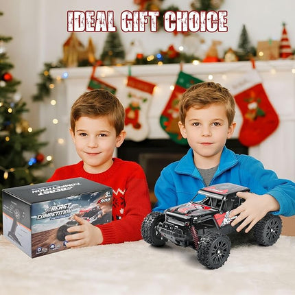 1:14 Remote Control Car for Kids, 2.4GHz Remote Control Trucks for Boys 8-12, Assembled RC Monster Truck RC Cars with 2 2S Rechargeable Batteries, All Terrain Off-Road RC Truck for Boys Girls