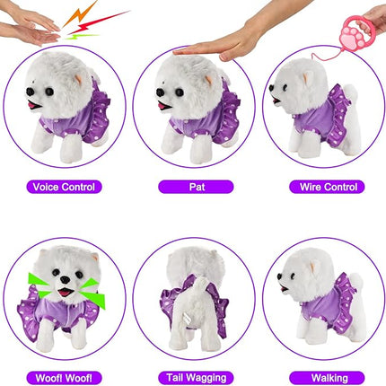 Walking Dog Toy Remote Control, Walking and Barking Robot Dog, Electronic Plush Puppy Toy for Kids Age 3-6, Ideal Gift for Girls(Great Pyrenees)