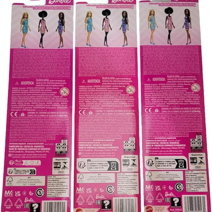 Barbie Fabulous Dolls with Signature Logo Dress Collector Bundle of 3 (Blue, Purple & Pink) | 11¾″ Fashion Dolls – Ages 3+