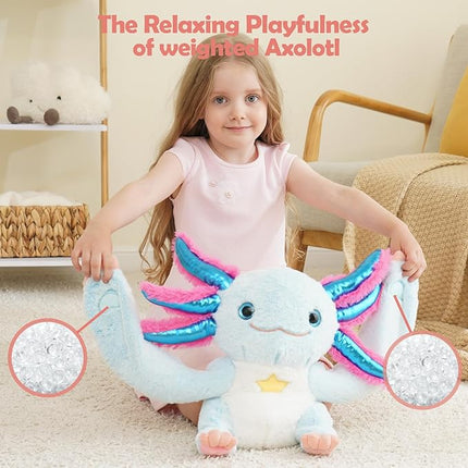 Weighted Stuffed Animal - Blue Axolotl 4.5 lbs, Ideal for Sensory Needs, Austism & Anxiety | Comfort & Relaxation for Both Kids and Adults