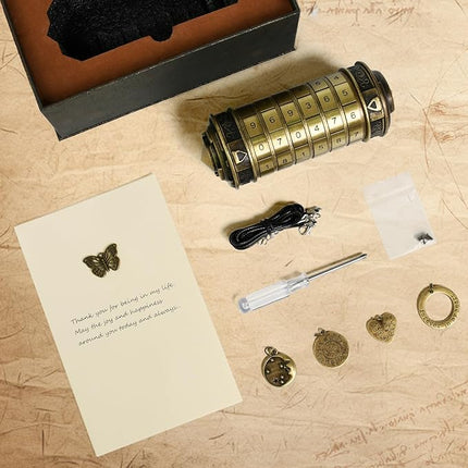 Da Vinci Code Numeric Cryptex Money Puzzle Box for Cash Gift, Jewelry Box with Hidden Compartment, Unique Puzzle Gift for Adults Brain Teaser Valentine’s Day Wedding & Anniversary Present