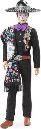Barbie 2021 Dia De Muertos Ken Doll (12-in) Wearing Embroidered Shirt, Serape & Sombrero, with Calavera Face Paint, Gift for Collectors