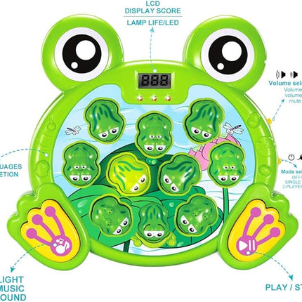 YEEBAY Whack A Frog Game with 2 Hammers, Toddler Early Developmental Learning Toy, Fun Birthday Gift for Kids Age 2+, Toys for 2 3 4 Year Old Boys Grils