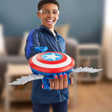Marvel Studios Captain America Brave New World NERF Skyshot Blaster, Shield Roleplay Toy, Super Hero Toys for Kids 5 and Up