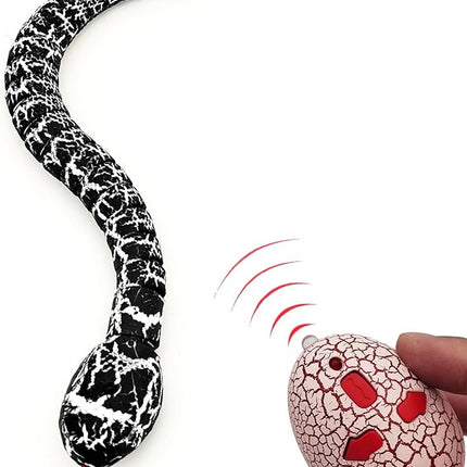 Tipmant Realistic Remote Control Snake RC Animal Toy Crawling Electric Electronic Battery Powered Honored for Kids Cat Halloween Christmas Prank Birthday Gifts (Black)