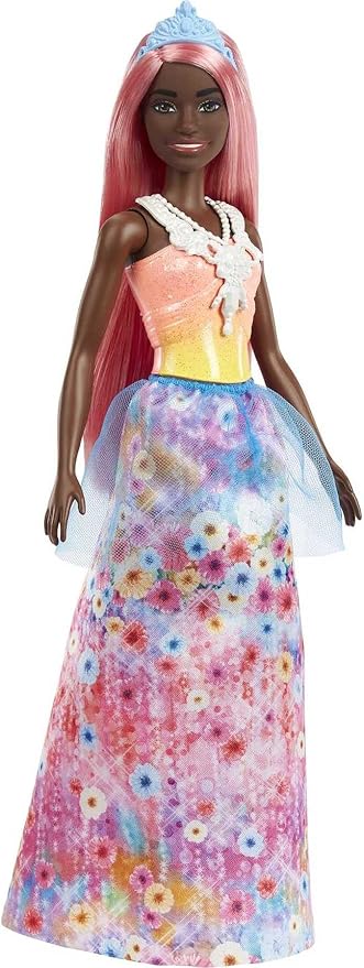 Barbie Dreamtopia Royal Fashion Doll with Light-Pink Hair & Sparkly Bodice Wearing Removable Skirt, Shoes & Headband Accessory