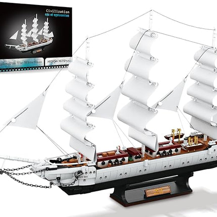 JMBricklayer Ship Building Toy - Building Sets for Adult 40104, White Swan Model Ship Attractive Showroom Decoration, Pirate Ship & Nautical Adventure Experience Construction Toys