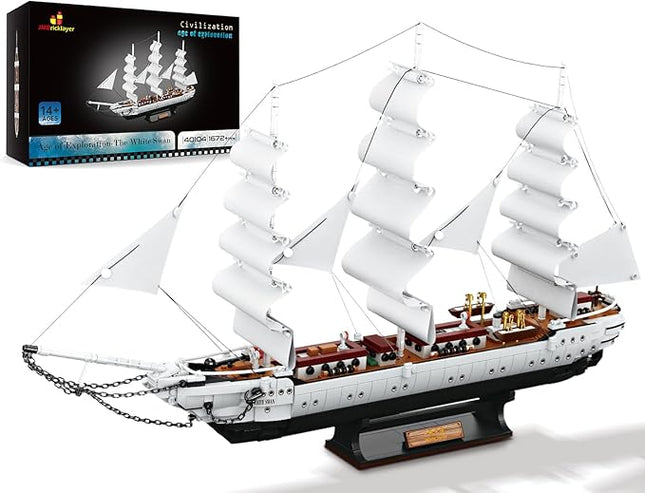 JMBricklayer Ship Building Toy - Building Sets for Adult 40104, White Swan Model Ship Attractive Showroom Decoration, Pirate Ship & Nautical Adventure Experience Construction Toys
