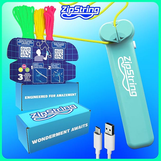 ZipString Original - As Seen on Shark Tank - Classic Rope Launcher Toy, Perfect for Kids & Adults - Fly a String Loop in The Air for Endless Tricks & Fun, Wonderment Awaits, Aesthetic Aqua