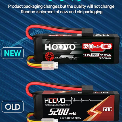 HOOVO 11.1V 3S LiPo Battery 5200mAh 60C with Tr Plug for RC Car RC Truck Airplane Helicopter Boat Car Racing RC Hobby (2 Packs