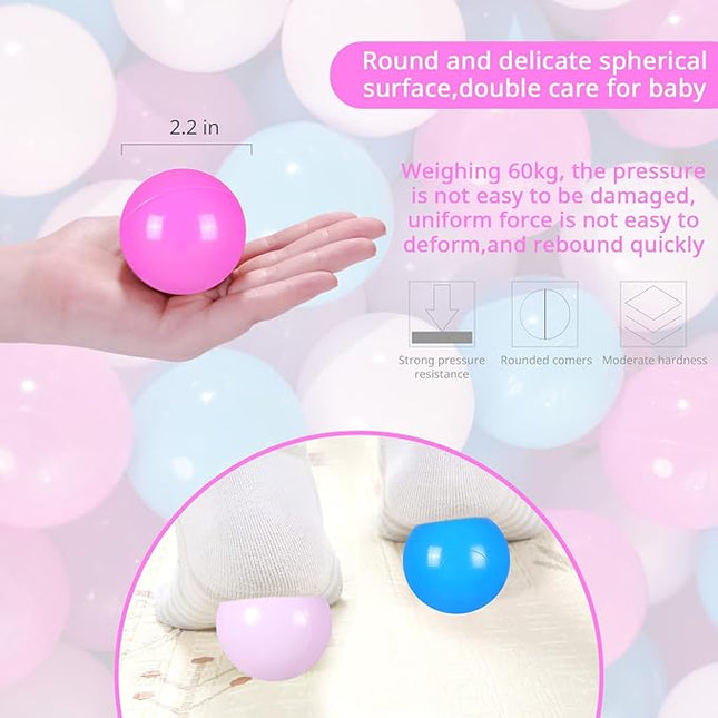 Ball Pit Balls Pack of 100 200 500 - Star and Round Set BPA Free Phthalate Free Non-Toxic Crush Proof Play Balls Soft Plastic Balls for Toddlers Baby Kids Birthday Pool Tent Party