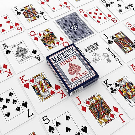 Maverick Playing Cards 12 Pack, Made in USA, Jumbo Index, Red and Blue Decks, Bulk Playing Cards for Poker, Card Games, and Family Game Night