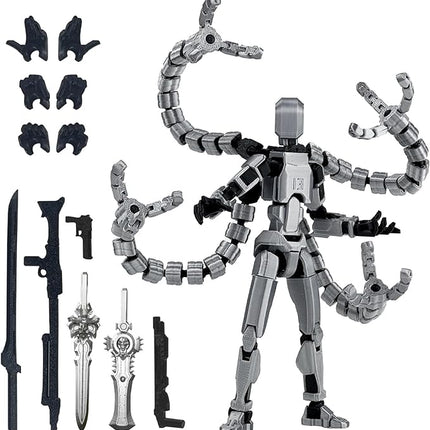 Already Assembled T13 Action Figure Accessories,T13 Multi-Jointed Movable,for Collectors Desktop Decorations t-13 Movability 3D Printed Toys (Gray)