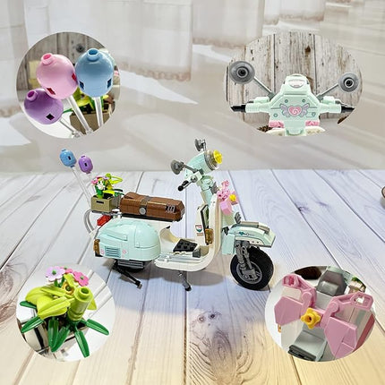 HOUXIPUPY Mini-Motorcyle Vespa-Model Building Blocks Set- Technic Vehicle Vespa Construction Building Blocks Collection Set 673 PCS for Teen and Adults