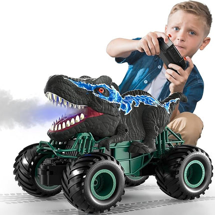 Bennol 2.4GHz Dinosaur Remote Control Cars Toys for Kids Boys 4-7 5-7 8-12, RC Dinosaur Car Toys with Light, Sound, Spray, Indoor Outdoor Toys Gifts for 3 4 5 6 Year Old Boys, RC Car Toys for Boy