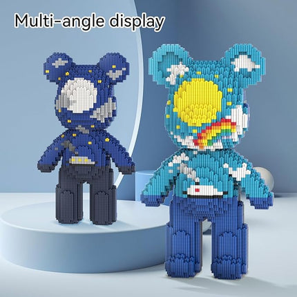 DAHONPA Bear Micro Building Blocks Set(3680 Pieces), Day & Night Bearbrick, Rainbow Sky Ocean Creative Art Toy Bear, Collectible Decoration Gift