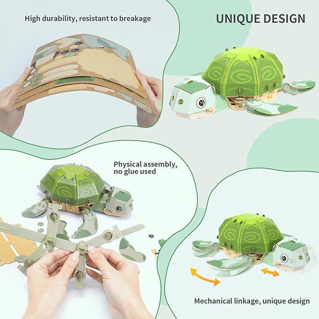 3D Puzzles for Kids Ages 8-13 – Eco-Friendly DIY Educational Toy for Boys and Girls,Creative Brain-Teaser Puzzles,Turtle Rompecabezas 3D, Birthday