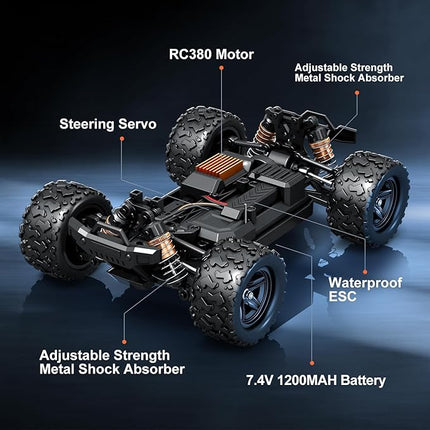 Rc Cars 1:18 All Terrain RC Car for Adults & Boys (HS18305), 4WD Off-Road RC Truck High Speed Fast 40+ KPH, 4X4 Waterproof Remote Control Car with 2 Rechargeable Batteries
