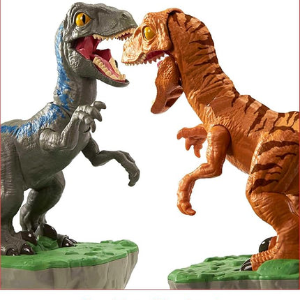 Mattel Games Rock 'Em Sock 'Em Raptors Jurassic World Domination Kids Game Fighting Raptors with Blue vs Atrociraptor