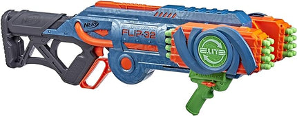 Nerf Elite 2.0 Flipshots Flip-32 Blaster with 32 Dart Barrels That Flip to Double Your Firepower, 32-Dart Capacity, 32 Elite Darts
