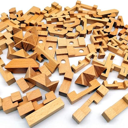 Guaishou 10-in-One 3D Small Wooden Puzzles Kongming Lock IQ Test Toy for Teens and Adults